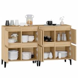 Berkfield Home Sideboards 2 pcs Sonoma Oak 60x35x70 cm Engineered Wood in Brown - Size: 60 x 35 x 70 cm - thumbnail 5