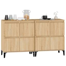 Berkfield Home Sideboards 2 pcs Sonoma Oak 60x35x70 cm Engineered Wood in Brown - Size: 60 x 35 x 70 cm - thumbnail 4