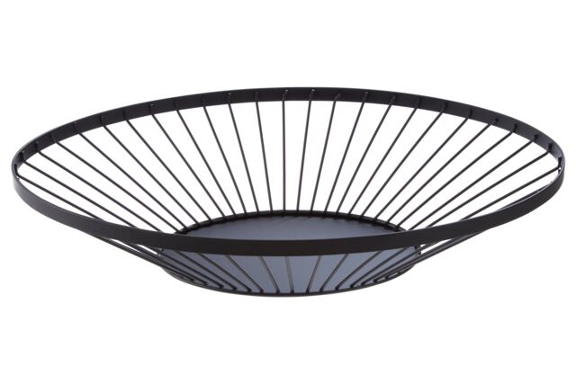 Orsina Flat Fruit Basket With Matte Black Frame, Sleek Wire Design For Stylish Countertop Storage, Metal Basket - image 1