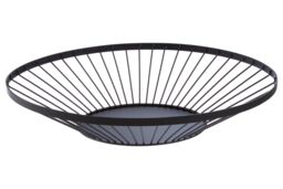 Orsina Flat Fruit Basket With Matte Black Frame, Sleek Wire Design For Stylish Countertop Storage, Metal Basket - thumbnail 1