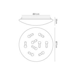 Netlighting Zero Ceiling Wall Round 77cm 9 x E27 (Max 20W) White Acrylic - thumbnail 2