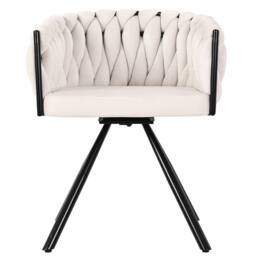 Merax Set of 4 Velvet Swivel Dining Chair with Metal Legs in Beige - thumbnail 7