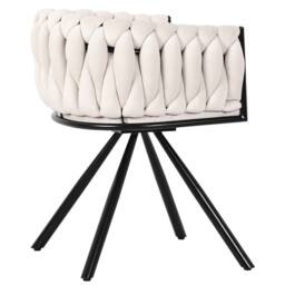 Merax Set of 4 Velvet Swivel Dining Chair with Metal Legs in Beige - thumbnail 9