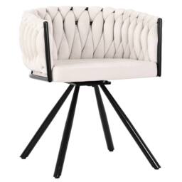 Merax Set of 4 Velvet Swivel Dining Chair with Metal Legs in Beige - thumbnail 8