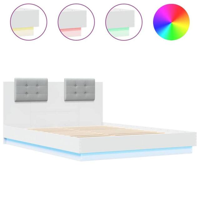 Berkfield Home Bed Frame with LED without Mattress White 120x200 cm - Size: Small Double - image 1