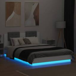 Berkfield Home Bed Frame with LED without Mattress White 120x200 cm - Size: Small Double - thumbnail 4