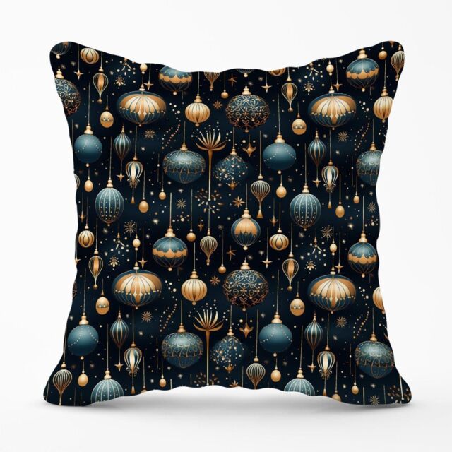 Warren Reed - Designer Christmas Decorations Outdoor Cushion in Blue - Size: 60 cm x 60 cm - image 1