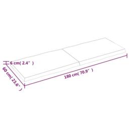 Berkfield Home Table Top Dark Grey 180x60x(2-6) cm Treated Solid Wood Live Edge in Dark Brown - thumbnail 9