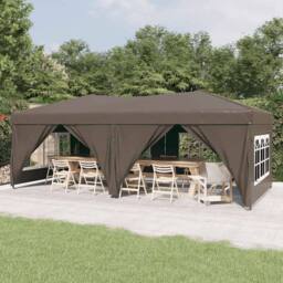 Berkfield Home Folding Party Tent with Sidewalls Taupe 3x6 m - thumbnail 2