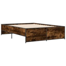 Berkfield Home Bed Frame without Mattress Smoked Oak 135x190 cm Double in Brown - thumbnail 3