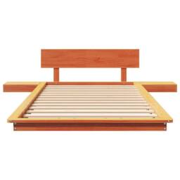 Berkfield Home Floor Bed Frame with Bedside Tables Wax Brown 90x190cm Solid Wood - Size: 90x190 cm - thumbnail 5