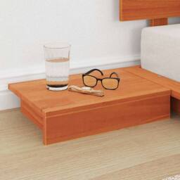 Berkfield Home Floor Bed Frame with Bedside Tables Wax Brown 90x190cm Solid Wood - Size: 90x190 cm - thumbnail 4