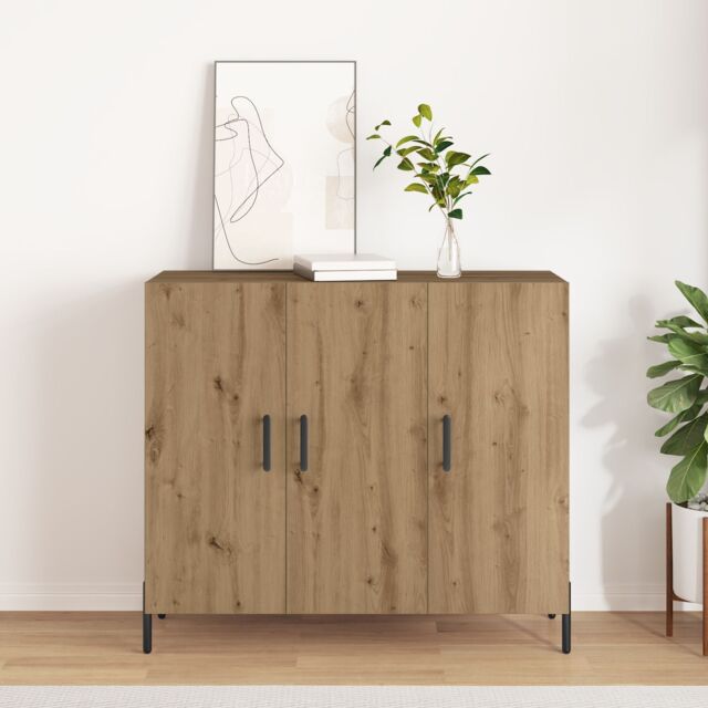 Berkfield Home Artisan Oak Sideboard - 90x34x80 cm - Made of Engineered Wood in Brown - Size: 90 x 34 x 80 cm - image 1