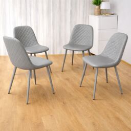 KOSY KOALA Dining Table & 4 Chairs Set Modern Grey Glass Table With 4 Grey Gem Chairs Dining Room Furniture in Brown - thumbnail 3
