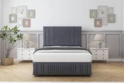 "Comfort Beds The Foxy Plush Divan Base No Drawers - 26"" Headboard-Footboard in Dark Grey - Size: Small Single" - thumbnail 1