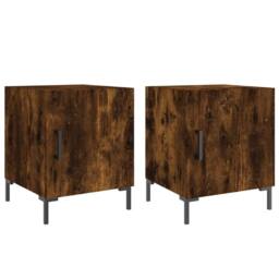 Berkfield Home Modern Bedside Cabinets 2 pcs Smoked Oak 40x40x50 cm Engineered Wood in Brown - Size: 40 x 40 x 50 cm - thumbnail 3