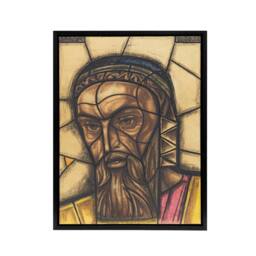 "Artery8 St Luke Stained Glass Design Holst Framed Canvas Wall Art Print - Size: W12"" x H16""" - thumbnail 1