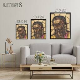 "Artery8 St Luke Stained Glass Design Holst Framed Canvas Wall Art Print - Size: W12"" x H16""" - thumbnail 4