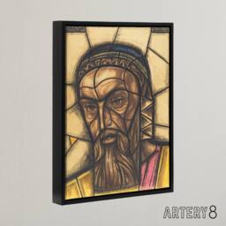 "Artery8 St Luke Stained Glass Design Holst Framed Canvas Wall Art Print - Size: W12"" x H16""" - thumbnail 2