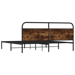 Berkfield Home Metal Bed Frame without Mattress Smoked Oak 183x213 cm in Brown - thumbnail 7
