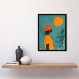 "Artery8 Wall Art Print Noon Morocco Africa Sun Simple Bold Painting Art Framed Poster in Black - Size: W12"" x H16""" - thumbnail 4