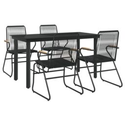 Berkfield Home 5 Piece Garden Dining Set Black PVC Rattan - thumbnail 3