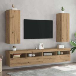 Berkfield Home TV Cabinets 2 pcs Artisan Oak 30.5x30x90 cm Engineered Wood in Brown - thumbnail 3