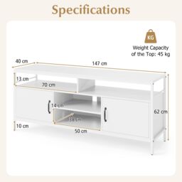 "Gymax TV Stand for TVs up to 65"" 147 CM TV Console Table with Storage-White in White" - thumbnail 3