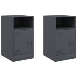 Berkfield Home Stylish Bedside Cabinets 2pcs Anthracite 34.5x39x62 cm Steel in Charcoal - thumbnail 3