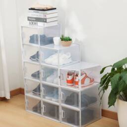 FORGEVIO Shoe Storage Boxes Box Transparent Clear Plastic Lid White - thumbnail 3