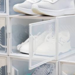 FORGEVIO Shoe Storage Boxes Box Transparent Clear Plastic Lid White - thumbnail 4