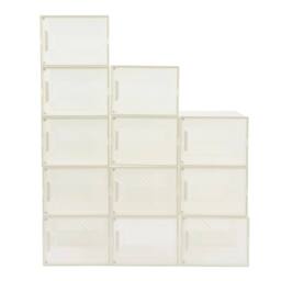 FORGEVIO Shoe Storage Boxes Box Transparent Clear Plastic Lid White - thumbnail 5