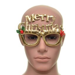 Shatchi Novelty Glitter Gold Merry Christmas Christmas Glasses Christmas Party Props Photo Booth Accessories Stocking Fillers - thumbnail 1