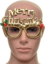 Shatchi Novelty Glitter Gold Merry Christmas Christmas Glasses Christmas Party Props Photo Booth Accessories Stocking Fillers - thumbnail 2