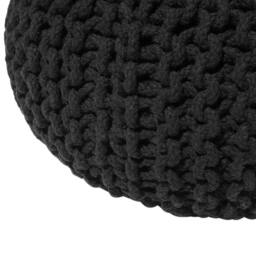 Wyld and Coco Black Knitted Cotton Pouffe 40 x 25 cm - EPS Bead Filling - thumbnail 5