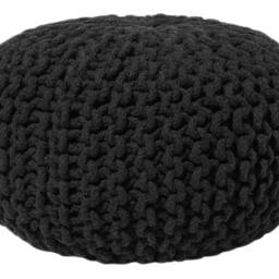 Wyld and Coco Black Knitted Cotton Pouffe 40 x 25 cm - EPS Bead Filling - thumbnail 2