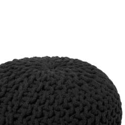 Wyld and Coco Black Knitted Cotton Pouffe 40 x 25 cm - EPS Bead Filling - thumbnail 4