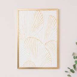 Melody Maison Extra Large Gold Ginkgo Textured Wall Art - 55cm X 80cm - Size: 55 cm X 80 cm - thumbnail 1