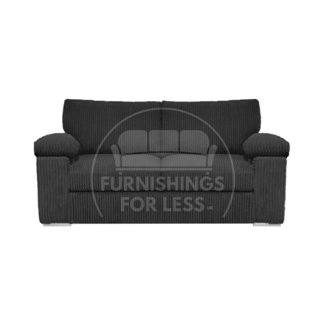 Furnishings For Less UK Delta Large Fabric 2 Seater Sofa With Padded Arms Jumbo Cord in Black - image 1
