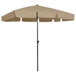 Berkfield Home Beach Umbrella Taupe 200x125 cm in Beige - thumbnail 2