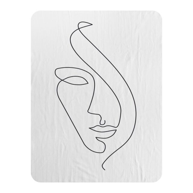 Benjamin Tate Design Line Face drawing Designer Blanket in Natural - Size: 120 cm x 150 cm - image 1