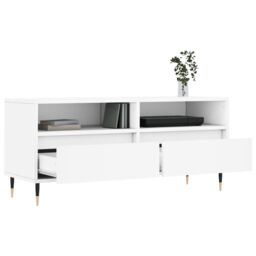 Berkfield Home TV Cabinet White 100x34.5x44.5 cm Engineered Wood - thumbnail 4