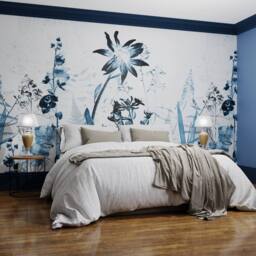 Superfresco Easy Flower Press Blue Print To Order 3m x 2.8m Mural - thumbnail 1