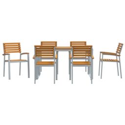 Berkfield Home 7 Piece Garden Dining Set Solid Wood Acacia & Metal in Grey - thumbnail 7