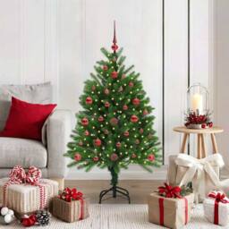 Berkfield Home Christmas Tree with 150 LEDs with Stand Green 120 cm PE - thumbnail 1