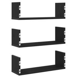 Berkfield Home Durable Wall Shelves 3 pcs Black Oak 58x18x18 cm Engineered Wood - Size: 58 x 18 x 18 cm - thumbnail 7