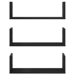 Berkfield Home Durable Wall Shelves 3 pcs Black Oak 58x18x18 cm Engineered Wood - Size: 58 x 18 x 18 cm - thumbnail 5