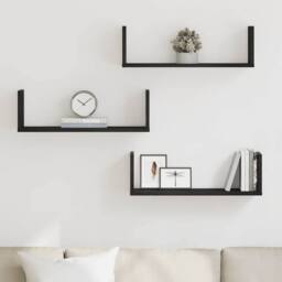 Berkfield Home Durable Wall Shelves 3 pcs Black Oak 58x18x18 cm Engineered Wood - Size: 58 x 18 x 18 cm - thumbnail 1