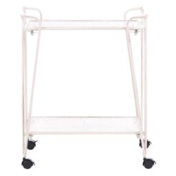 Wyld and Coco White 2-Tier Mobile Bathroom Trolley - Powder-Coated Iron Mesh Shelves - thumbnail 3