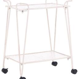 Wyld and Coco White 2-Tier Mobile Bathroom Trolley - Powder-Coated Iron Mesh Shelves - thumbnail 2